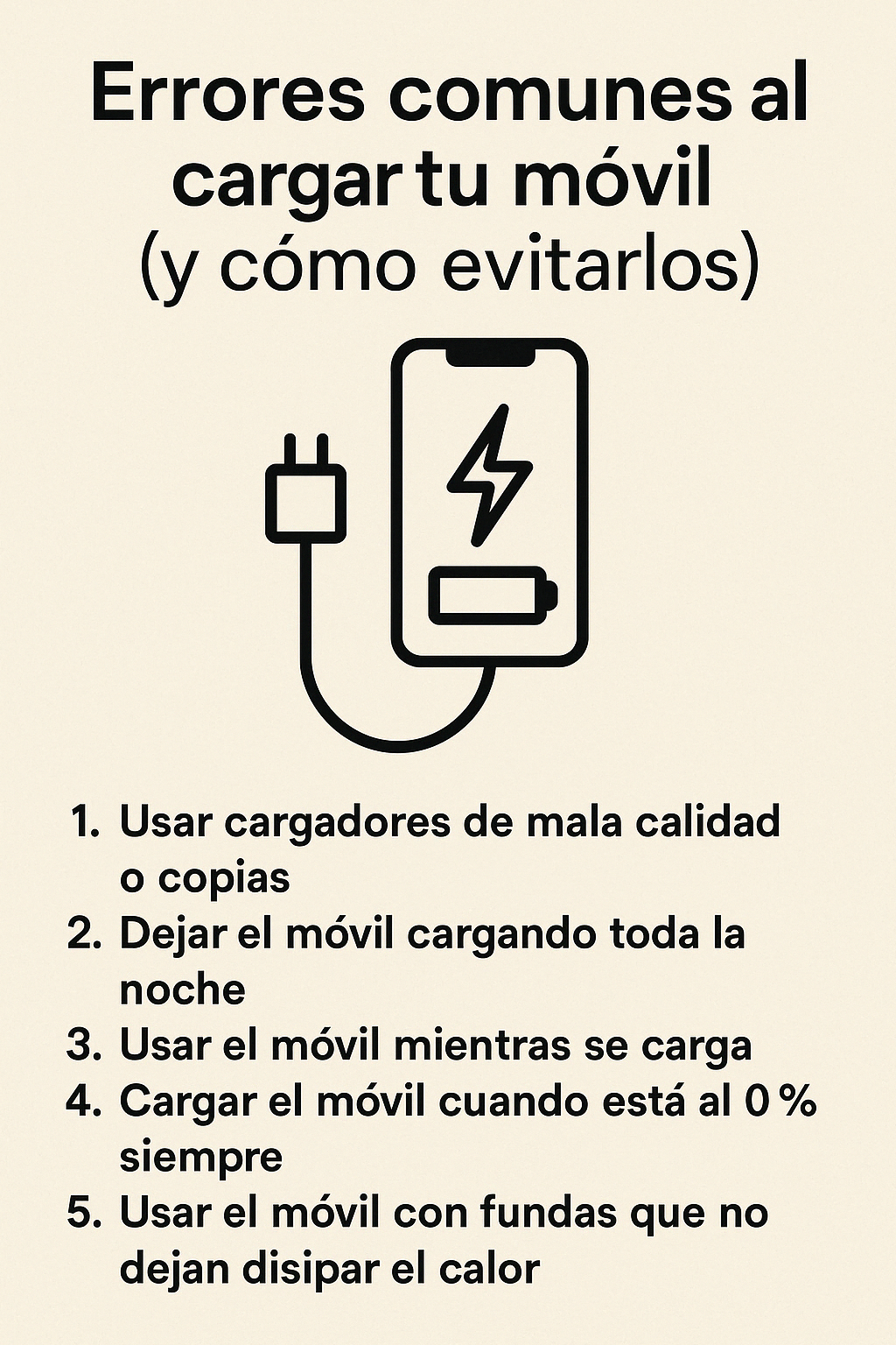 Errores comunes al cargar tu móvil (y cómo evitarlos)