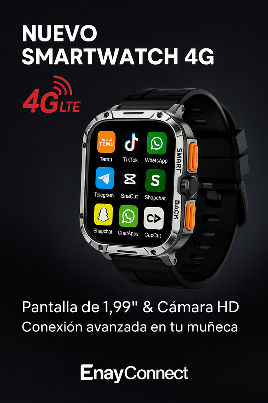 Smartwatch 4G LTE Android con Cámara, GPS y Pantalla 1.99"